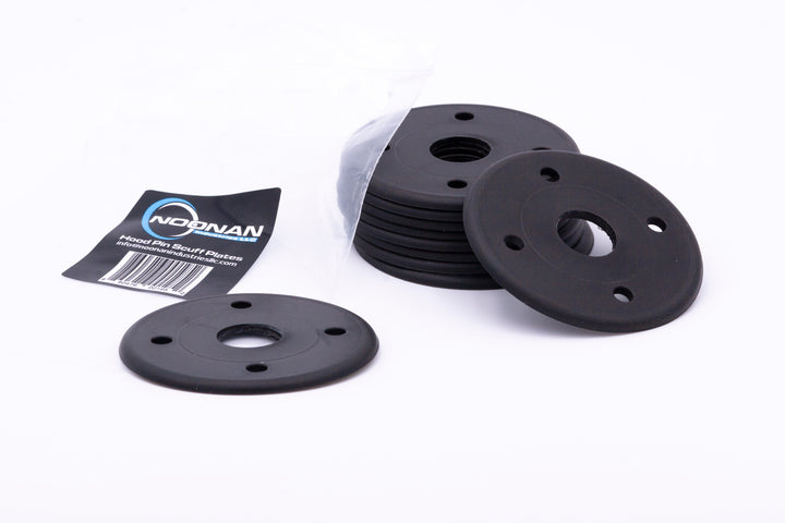 8-Pack Black Plastic Scuff Plates For Hood Pins - 2-1/4" Washer, 1/2" Opening
